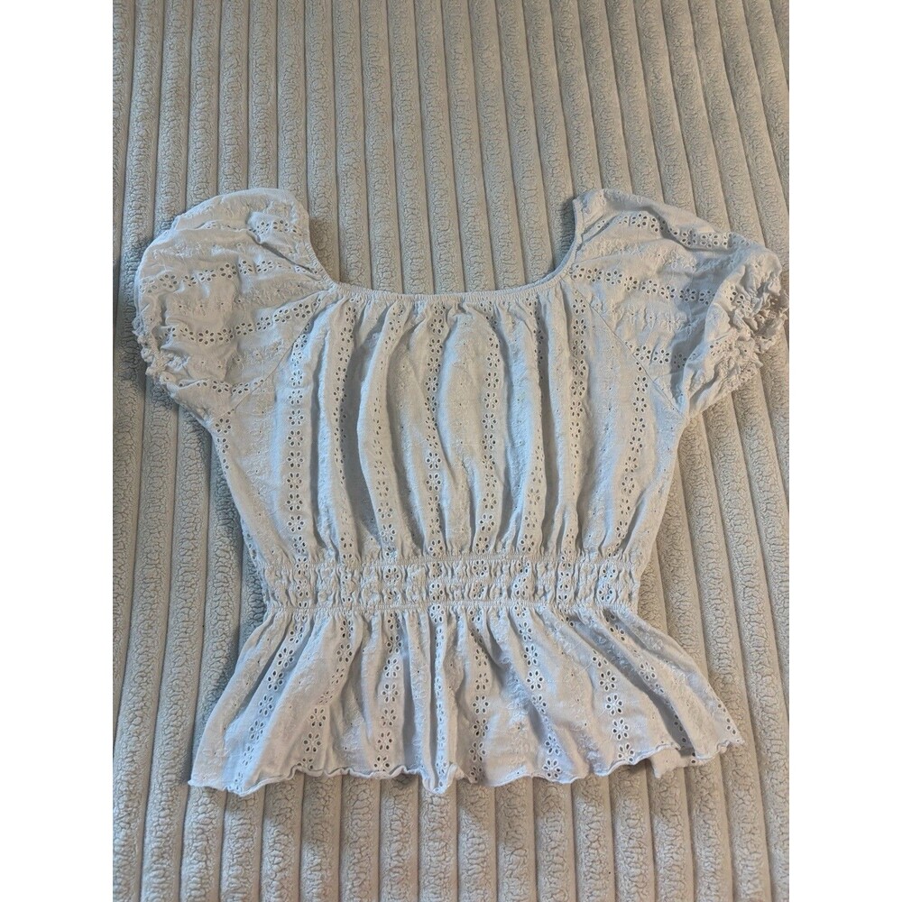Paper Tee Off The Shoulder Eyelet Blouse Top Womens 3XL White 100% Cotton Resort